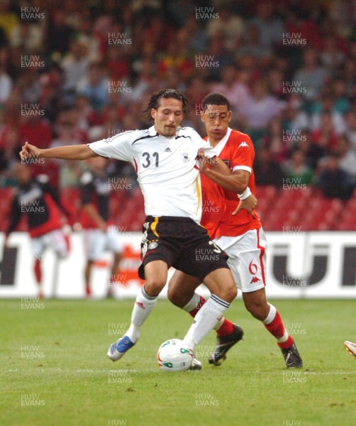08.09.07 - Euro 2008 Qualifying, Group D Wales v Gemany Germany's Kevin Kuranyi is challenged by Wales' Lewin Nyatanga 