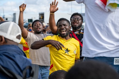 020626 - Wales v Ghana - International Friendly - Ghana fans outside the stadium before the match