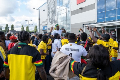 020626 - Wales v Ghana - International Friendly - Ghana fans outside the stadium before the match