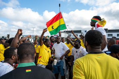 020626 - Wales v Ghana - International Friendly - Ghana fans outside the stadium before the match