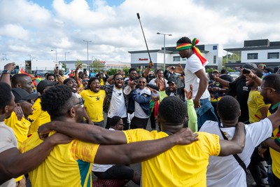 020626 - Wales v Ghana - International Friendly - Ghana fans outside the stadium before the match