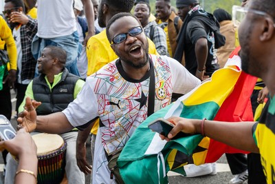 020626 - Wales v Ghana - International Friendly - Ghana fans outside the stadium before the match