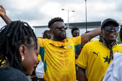 020626 - Wales v Ghana - International Friendly - Ghana fans outside the stadium before the match