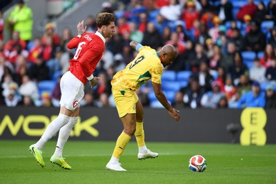 020626 - Wales v Ghana - International Friendly - Jordan Ayew of Ghana goes close after a mistake from Joe Rodon of Wales but is saved by Karl Darlow of Wales
