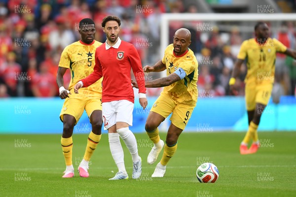 020626 - Wales v Ghana - International Friendly - Josh Sheehan of Wales is challenged by Thomas Partey of Ghana
