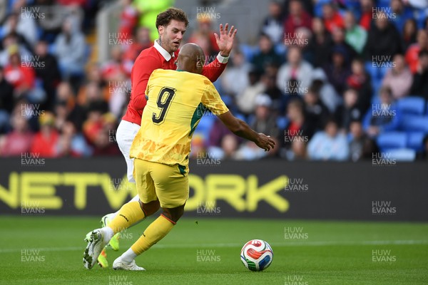 020626 - Wales v Ghana - International Friendly - Jordan Ayew of Ghana goes close after a mistake from Joe Rodon of Wales but is saved by Karl Darlow of Wales