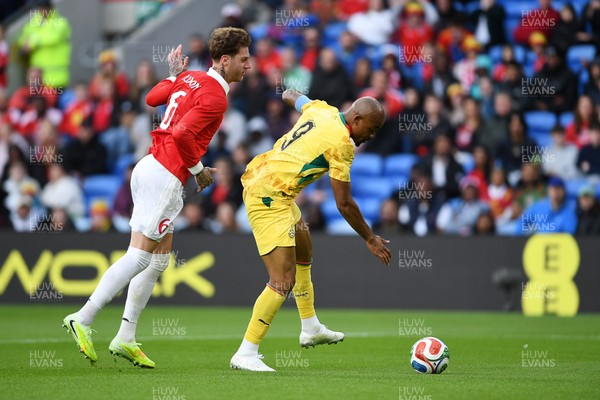 020626 - Wales v Ghana - International Friendly - Jordan Ayew of Ghana goes close after a mistake from Joe Rodon of Wales but is saved by Karl Darlow of Wales