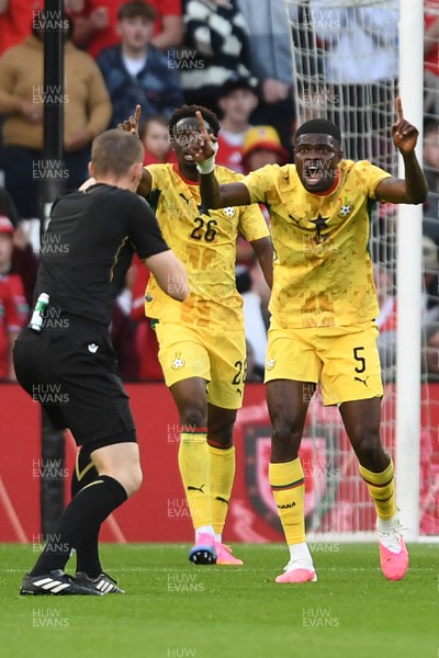 020626 - Wales v Ghana - International Friendly - Thomas Partey of Ghana appeals to the referee after committing a foul
