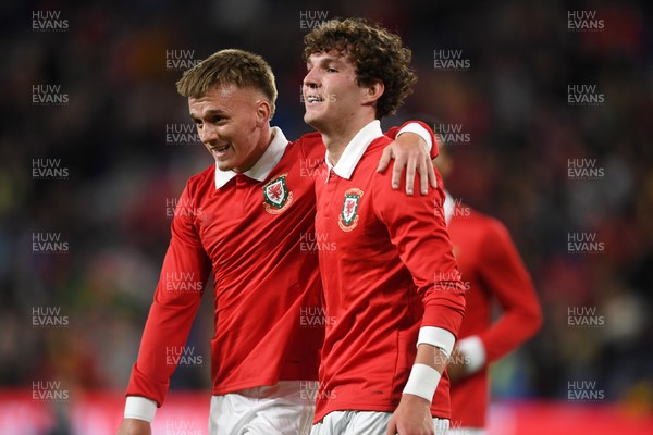 020626 - Wales v Ghana - International Friendly - Lewis Koumas of Wales celebrates scoring a goal with team mates