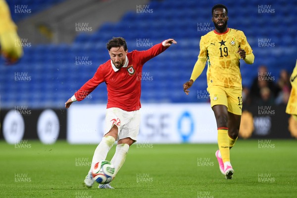 020626 - Wales v Ghana - International Friendly - Josh Sheehan of Wales has a shot on goal