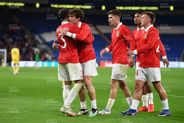 020626 - Wales v Ghana - International Friendly - Lewis Koumas of Wales celebrates scoring a goal with team mates