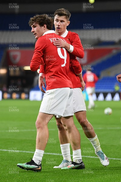 020626 - Wales v Ghana - International Friendly - Lewis Koumas of Wales celebrates scoring a goal with team mates