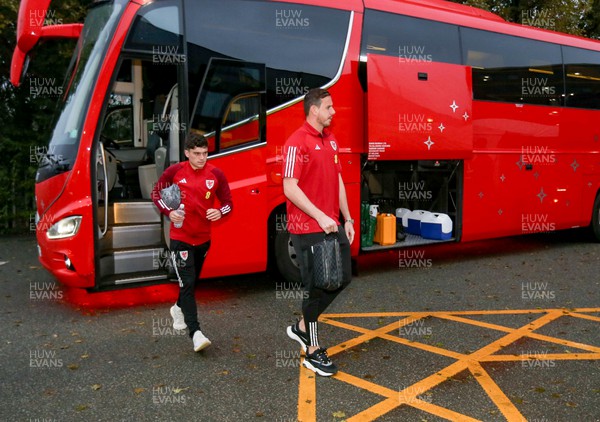 111023 - Wales v Gibraltar - International Challenge Match - Daniel James & Danny Ward of Wales arrive