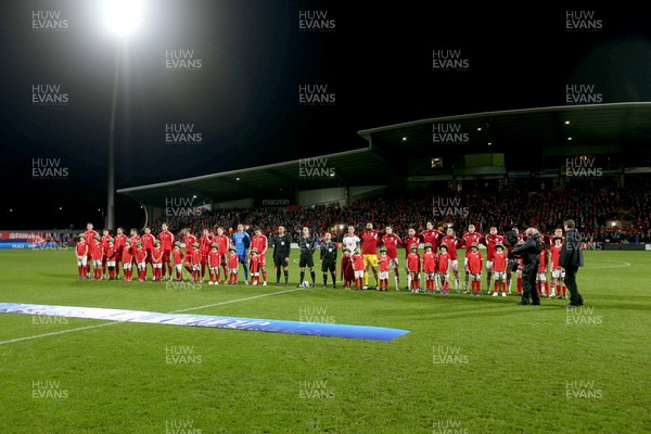 111023 - Wales v Gibraltar - International Challenge Match - Teams line up for anthems
