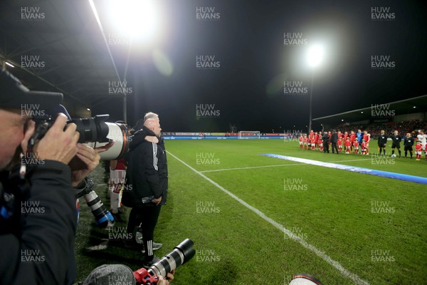 111023 - Wales v Gibraltar - International Challenge Match - Rob Page watches team during anthem