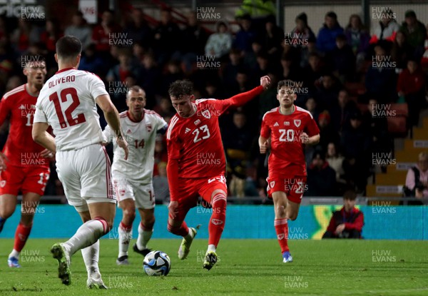 111023 - Wales v Gibraltar - International Challenge Match - Nathan Broadhead of Wales shoots