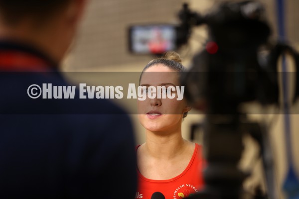 160122 - Wales International Test Series - Wales v Gibraltar - Ella Powell-Davies of Wales talks to the media
