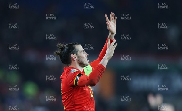 191119 - Wales v Hungary, European Cup 2020 Qualifier - Gareth Bale of Wales celebrates at the end of the match