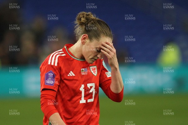 011223 - Wales v Iceland - UEFA Women’s Nations League - Rachel Rowe of Wales is dejected at the final whistle