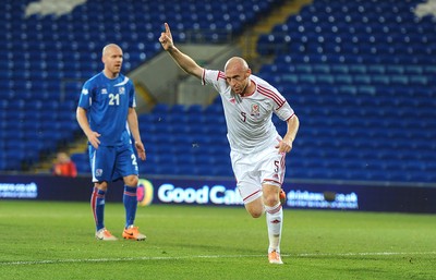 050314 - Wales v Iceland - Friendly -James Collins of Wales celebrates his goal