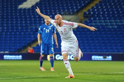 050314 - Wales v Iceland - Friendly -James Collins of Wales celebrates his goal