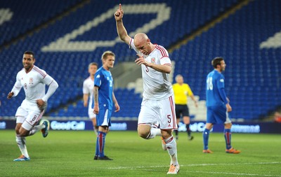 050314 - Wales v Iceland - Friendly -James Collins of Wales celebrates his goal
