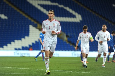 050314 - Wales v Iceland - Friendly -Gareth Bale of Wales celebrates his goal