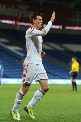 050314 - Wales v Iceland - Friendly -Gareth Bale of Wales celebrates his goal
