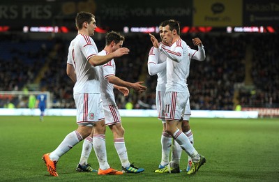 050314 - Wales v Iceland - Friendly -Gareth Bale of Wales celebrates his goal