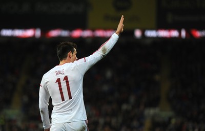 050314 - Wales v Iceland - Friendly -Gareth Bale of Wales celebrates his goal