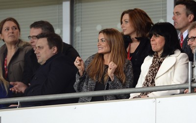 050314 - Wales v Iceland - Friendly -Fiancee of Wales Manager Chris Coleman, Charlotte Jackson looks on in excitement as Wales take the lead