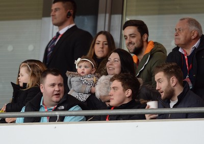 050314 - Wales v Iceland - Friendly -Gareth Bale's daughter Alba Violet is held by his sister Vicky