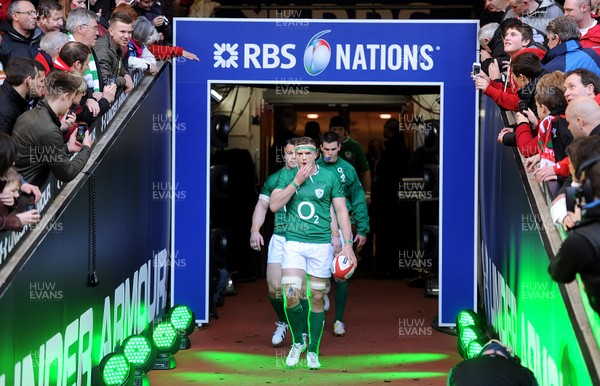 020213 - Wales v Ireland - RBS Six Nations -Jamie Heaslip of Ireland leads out his side