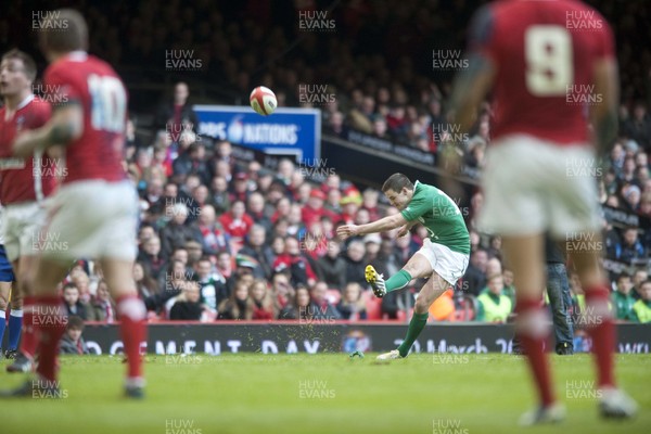 020213 -  Wales v Ireland - RBS 6Nations -  Ireland's Jonny Sexton kicks a penalty 