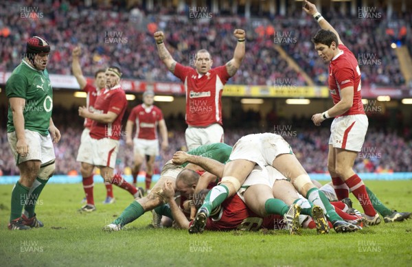 020213 -  Wales v Ireland - RBS 6Nations - Wales' Craig Mitchell scores 