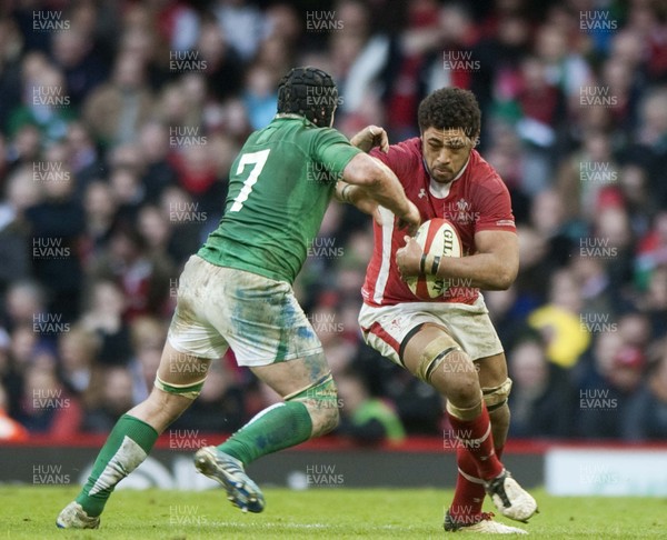 020213 -  Wales v Ireland - RBS 6Nations - Wales' Toby Faletau is tackled by Ireland's Sean O'Brien 