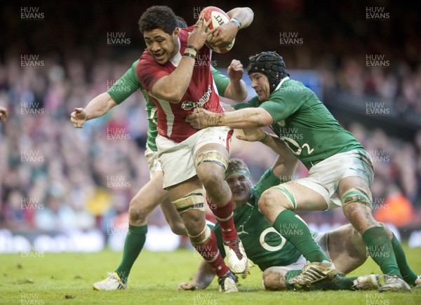 020213 -  Wales v Ireland - RBS 6Nations - Wales' Toby Faletau is tackled by Ireland's Sean O'Brien 