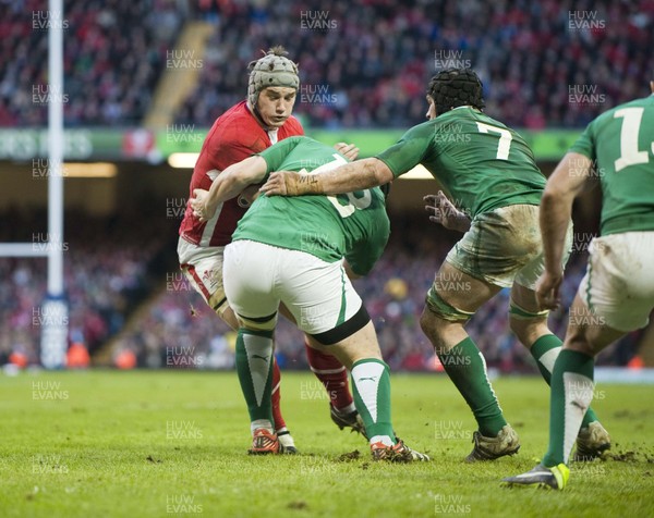 020213 -  Wales v Ireland - RBS 6Nations - Wales' Jonathan Davies is tackled by Ireland's Declan Fitzpatrick 