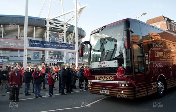 020213 -  Wales v Ireland - RBS 6Nations -  The Wales team arrive 