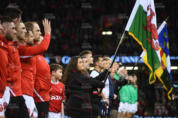 040223 - Wales v Ireland - Guinness Six Nations - Flag bearer during the anthems