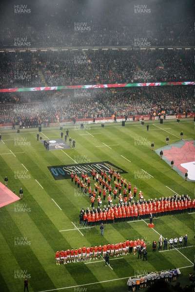 040223 - Wales v Ireland - Guinness Six Nations Championship - Wales sings the anthem