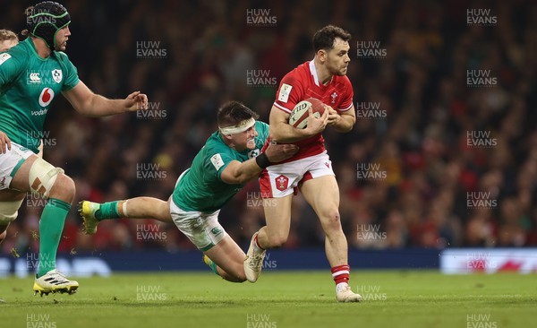 040223 - Wales v Ireland, Guinness Six Nations 2023 - Tomos Williams of Wales looks to break