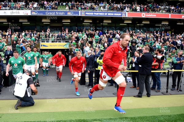 070919 - Ireland v Wales - International Rugby Union - Alun Wyn Jones of Wales leads out his side