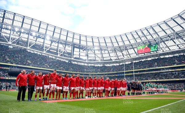 070919 - Ireland v Wales - International Rugby Union - Wales during the anthems