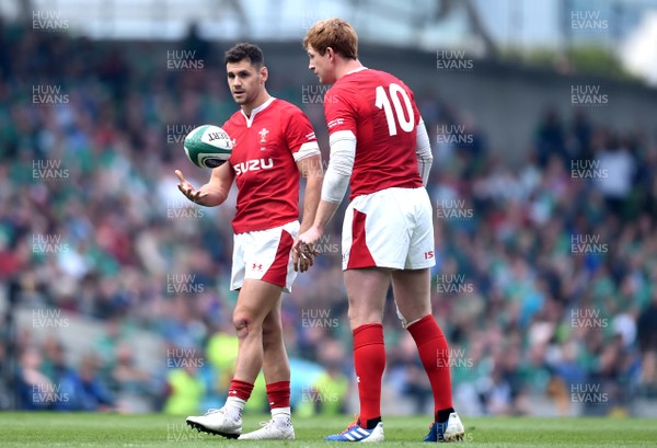 070919 - Ireland v Wales - International Rugby Union - Tomos Williams and Rhys Patchell of Wales