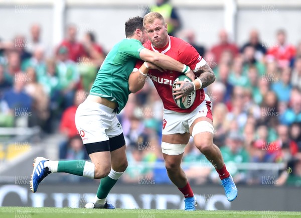 070919 - Ireland v Wales - International Rugby Union - Ross Moriarty of Wales is tackled by Robbie Henshaw of Ireland