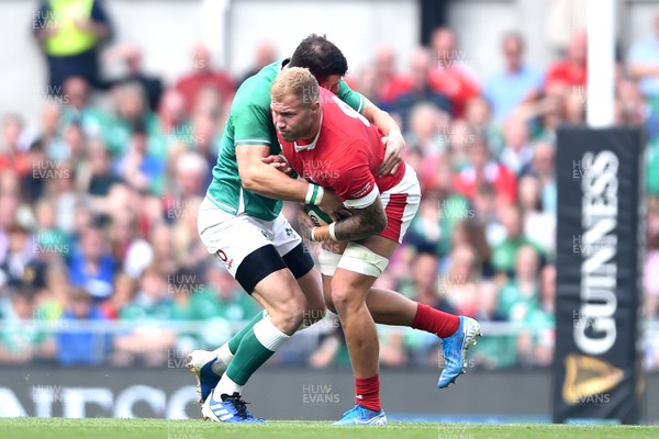 070919 - Ireland v Wales - International Rugby Union - Ross Moriarty of Wales is tackled by Robbie Henshaw of Ireland