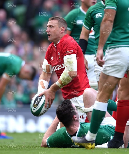 070919 - Ireland v Wales - International Rugby Union - Hadleigh Parkes of Wales celebrates scoring try