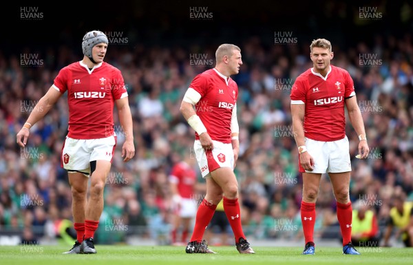 070919 - Ireland v Wales - International Rugby Union - Jonathan Davies, Hadleigh Parkes and Dan Biggar of Wales