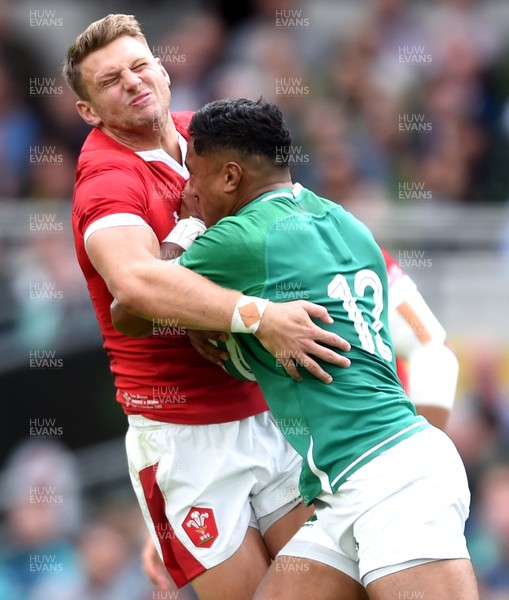 070919 - Ireland v Wales - International Rugby Union - Bundee Aki of Ireland takes on Dan Biggar of Wales